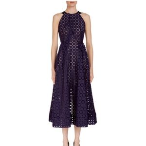 ROLAND MOURET Limited Edition Geometric Open-Back MIDI Dress | Size 4